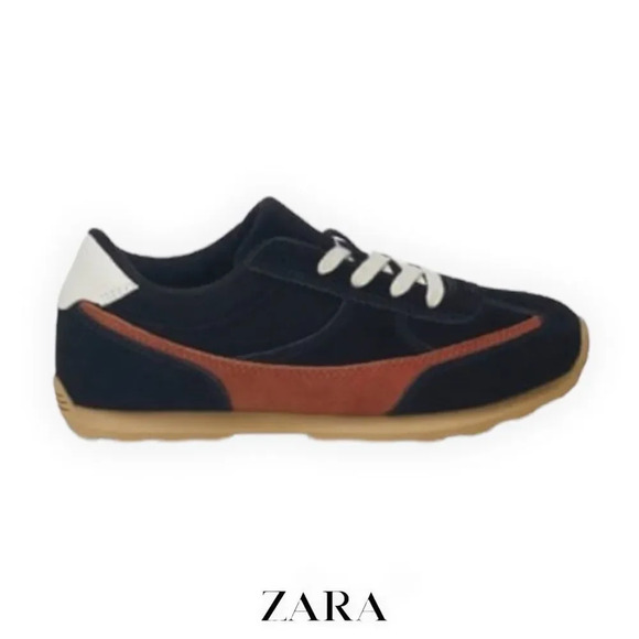 ZARA Kids | Black | RETRO LEATHER SNEAKERS - Picture 1 of 5